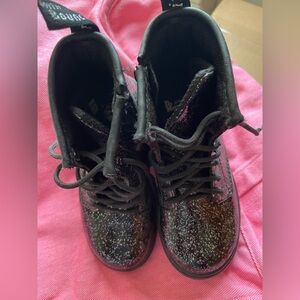 Gently Used Dr Martens Toddler Black Glitter Cosmic Girl Boots